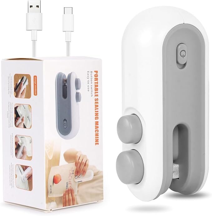 Portable Mini Sealing Machine 2 in 1 USB Rechargeable Magnetic Heat Sealing and Cutting Bag Seale Delhi Mart