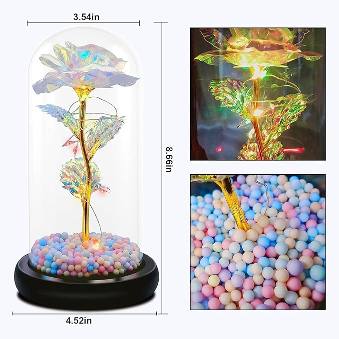 Artificial Tulips in Crystal Box, Galaxy Glass Rose Flower with LED Light Great Gift Ideas for Valentine's Day Delhi Mart